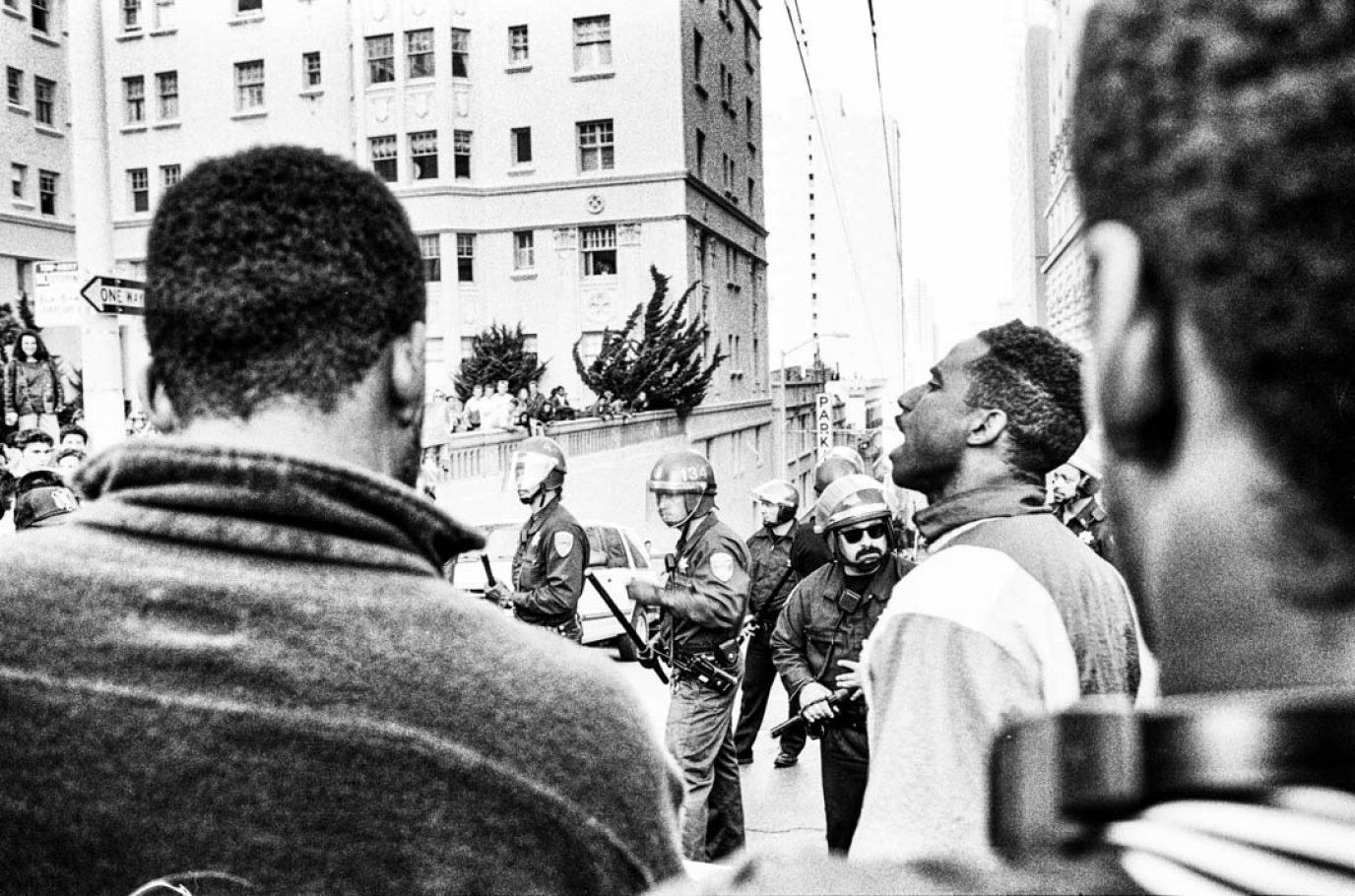 Reaction to acquittal of Los Angeles policemen involved in Rodney King beating, San Francisco, 1992